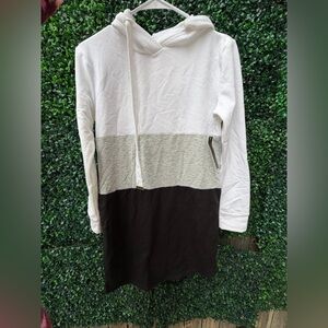 No Boundaries White and Gray Hoodie Dress